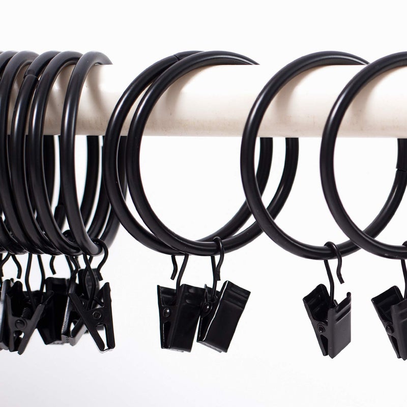 KINJOEK 60 PCS Metal Curtain Rings with Clips Bulk, 2 in Interior Diameter Curtain Clip Rings Hooks for Hanging Drapery Drapes - Image 1